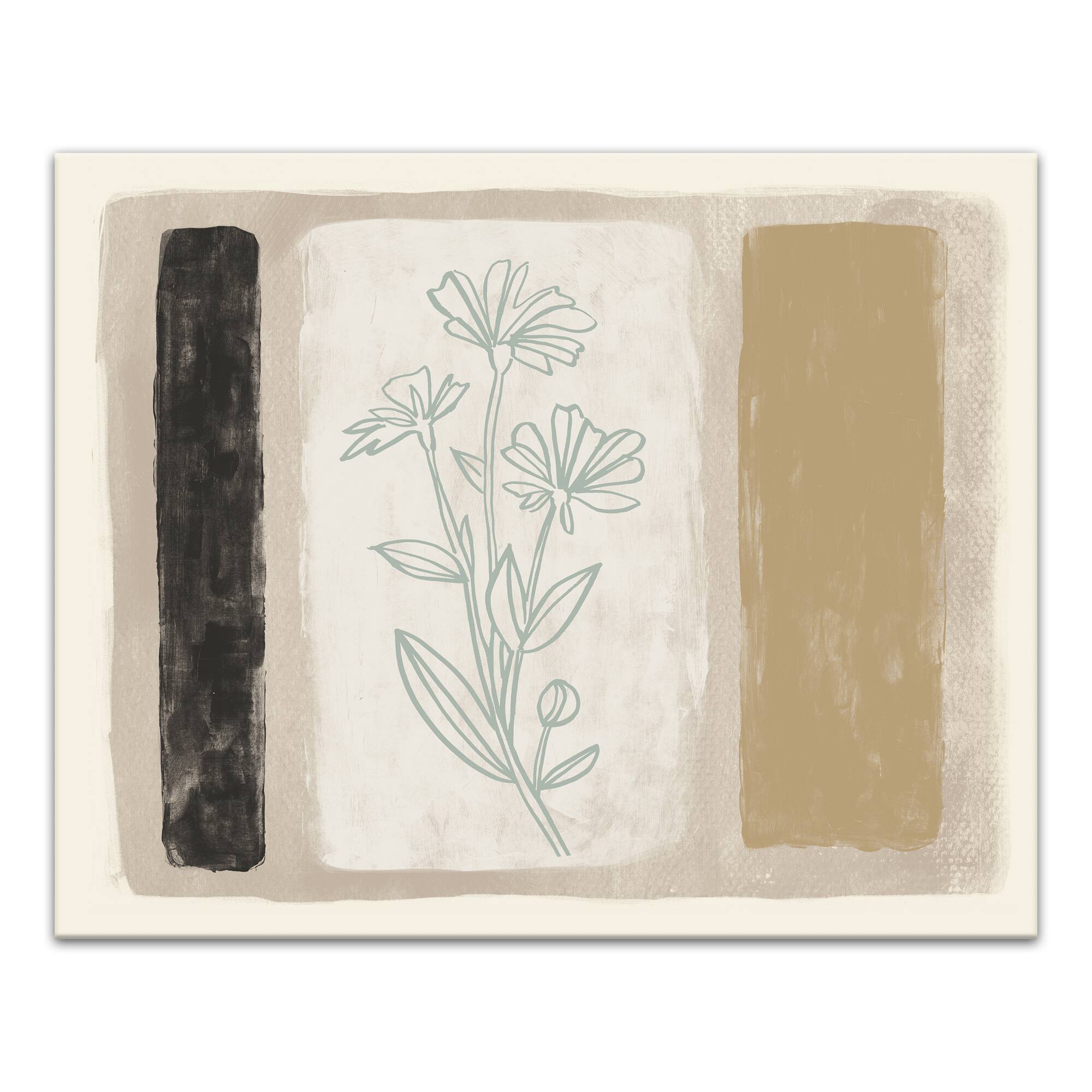 Cream Abstract Floral Canvas Wall Art